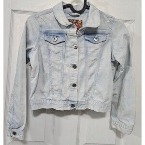YMI Denim Jean Jacket Light Blue Wash Women’s Size Large Cropped Button Up